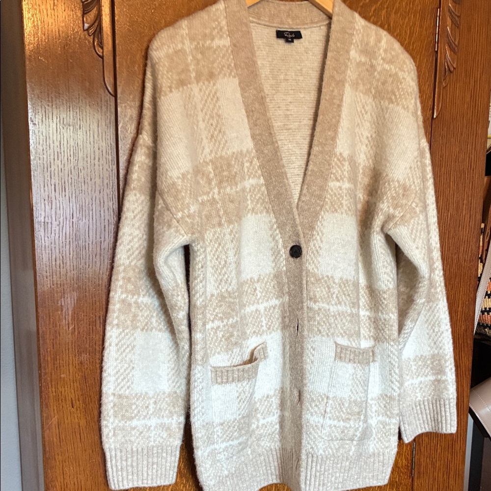 Rails Runi Beige Plaid Open-Front Cardigan - XS (Runs L)
